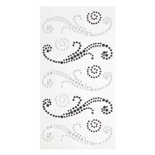 Black & Silver Rhinestone Flourish Stickers by Recollections™